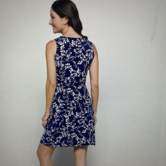 KAILEIGH Womens Seanna Faux Wrap Knit Dress Sleeveless Navy/Blue- Like New/Large - Picture 5 of 5